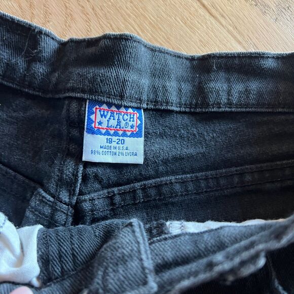 vintage 90s criss cross side lace vintage black jeans Watch LA size 19/20 USA - Picture 5 of 9
